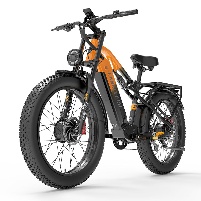 【Pre-Vendita】Lankeleisi MG800Max 2000W Doppio Motore 26" Pneumatici Grassi Tutto Terreno Bicicletta Elettrica (Arancione)
