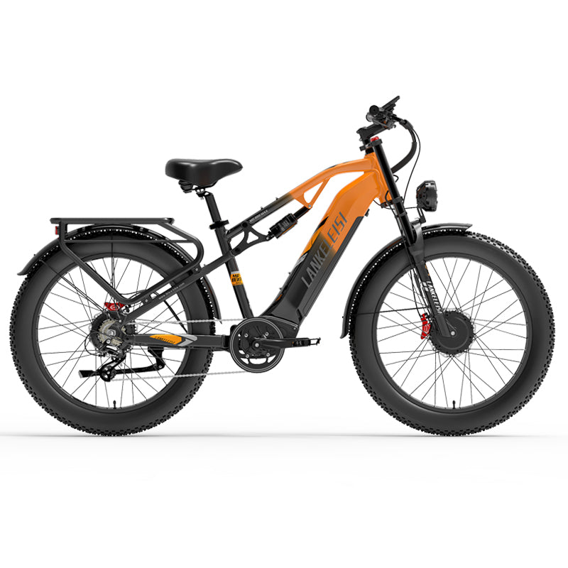【Pre-Vendita】Lankeleisi MG800Max 2000W Doppio Motore 26" Pneumatici Grassi Tutto Terreno Bicicletta Elettrica (Arancione)