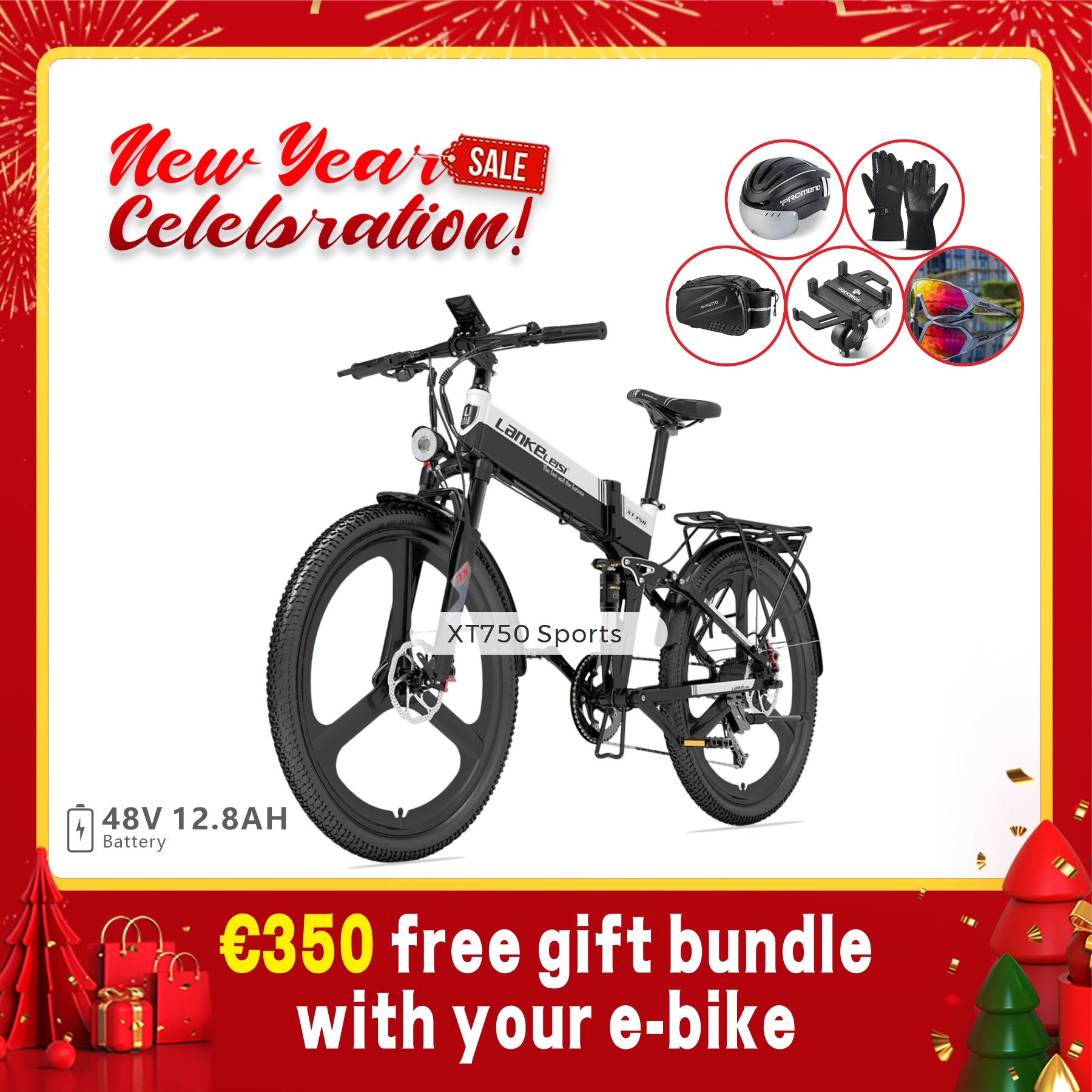 【Pre-sale】LANKELEISI XT750 Sports Electric Folding Bike(New for Dec. 2023)