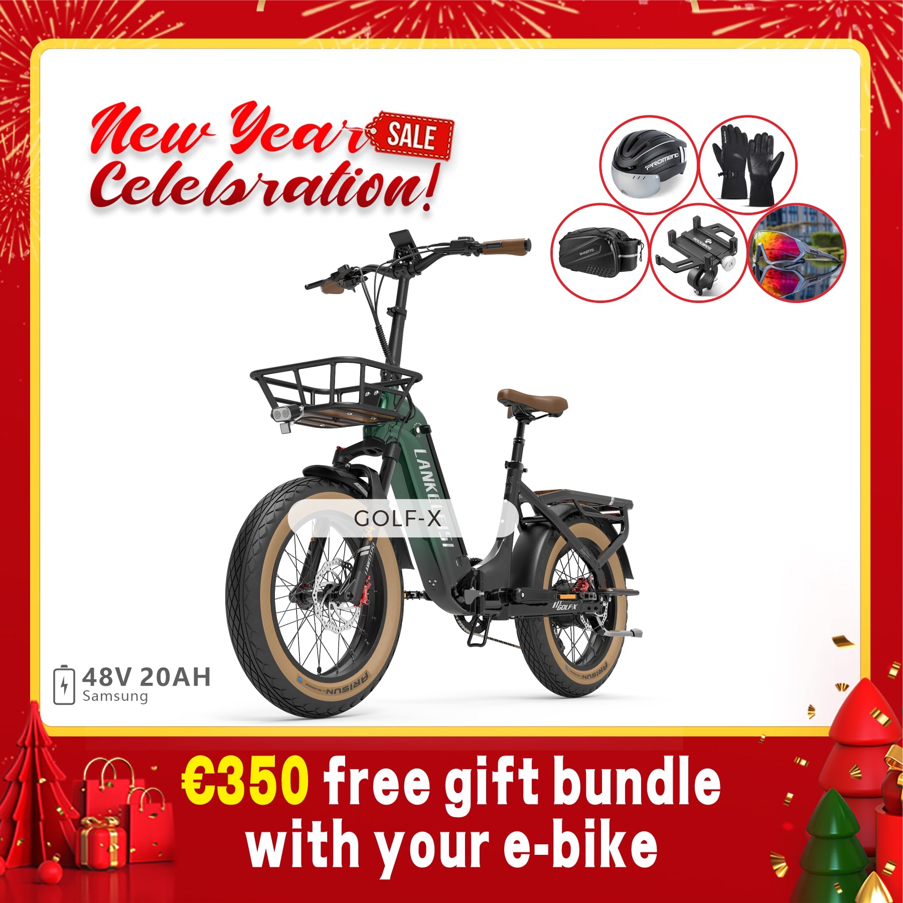 【Pre-vendita】LANKELEISI GOLF-X 960Wh Bicicletta Elettrica Pieghevole da Città Step-Thru