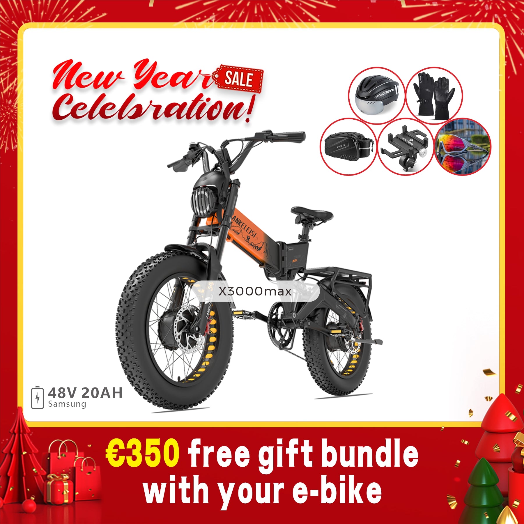 【Pre-sale】LANKELEISI X3000 MAX 2000W Dual Motor Electric Bike(New Arrivals)