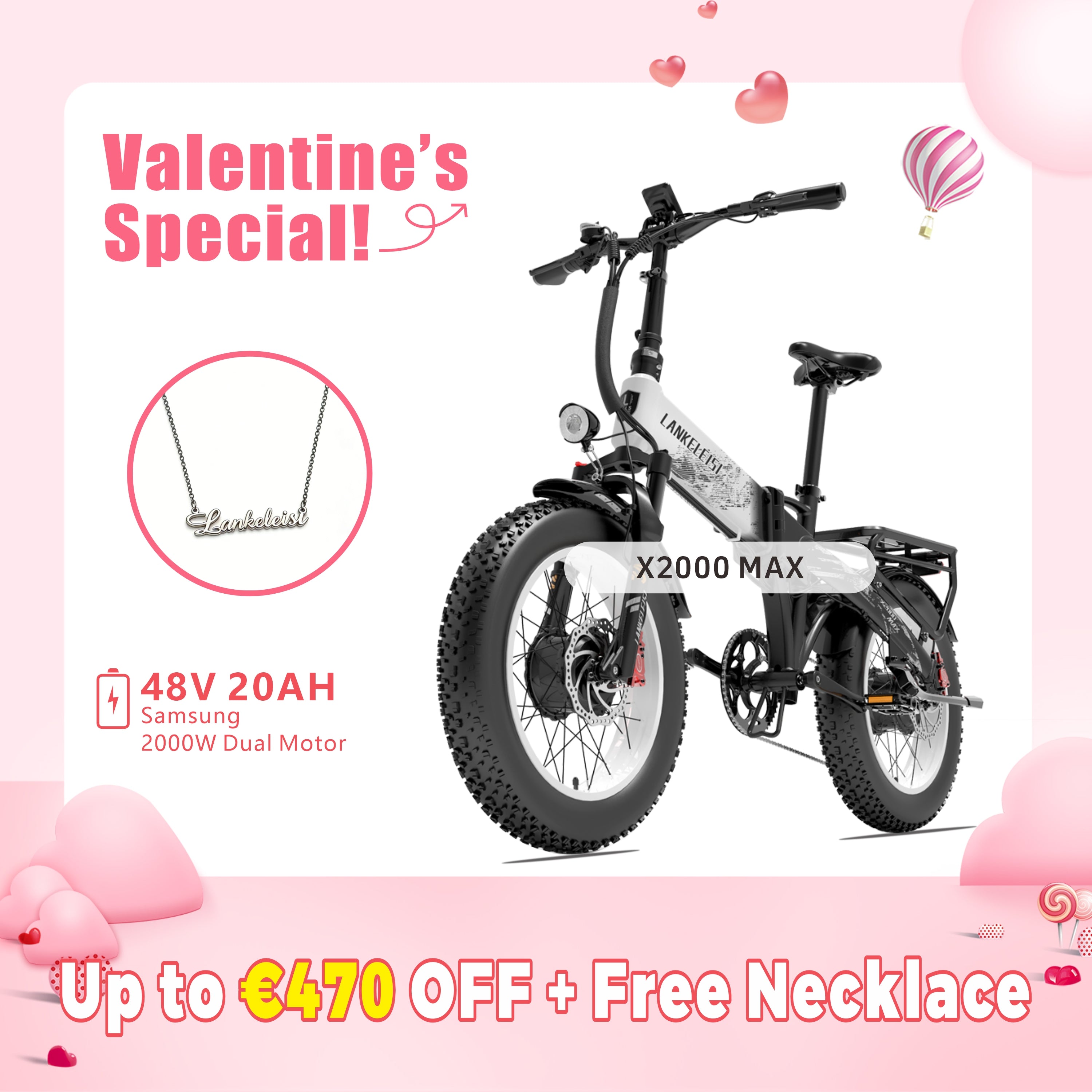 【Pre-sale】LANKELEISI X2000 MAX 2000W Dual Motor Electric Bike(New Arrivals)