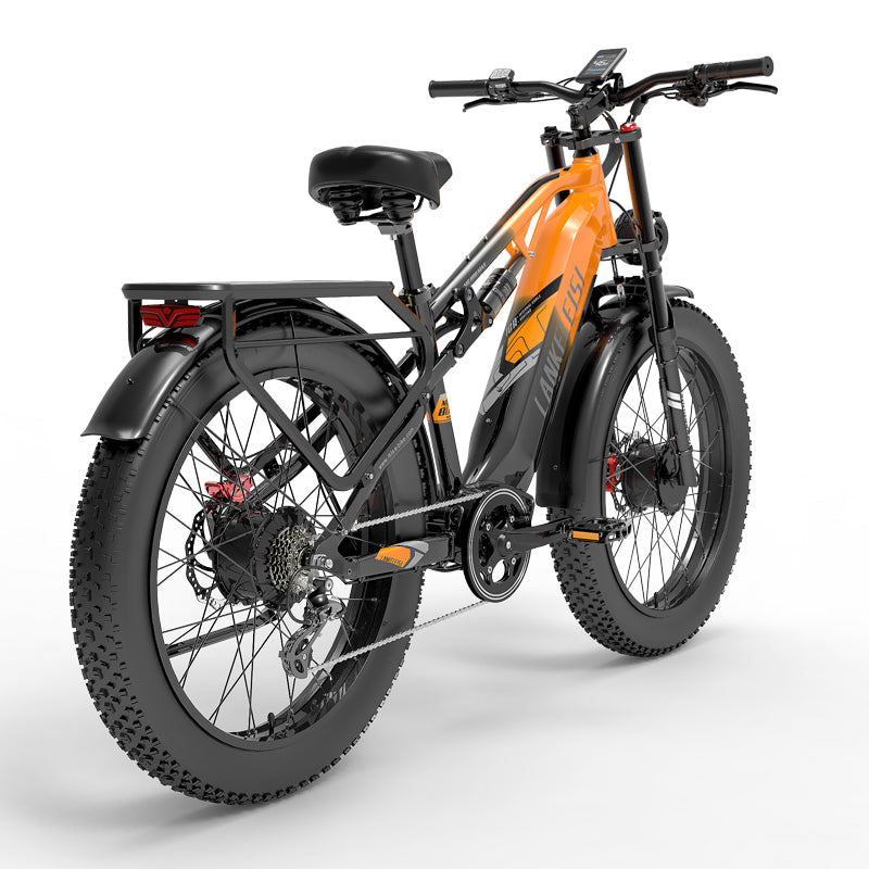 【Pre-Vendita】Lankeleisi MG800Max 2000W Doppio Motore 26" Pneumatici Grassi Tutto Terreno Bicicletta Elettrica (Arancione)