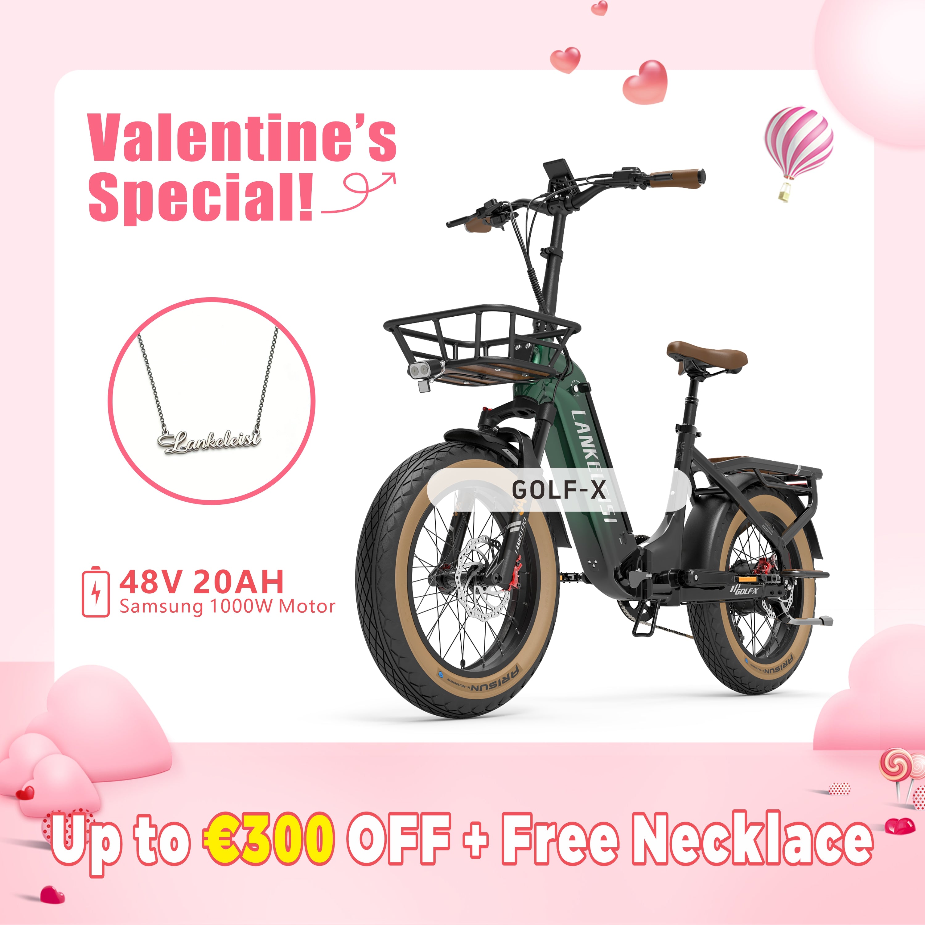【Pre-sale】LANKELEISI GOLF-X 960Wh Step-Thru Foldable City Electric Bike