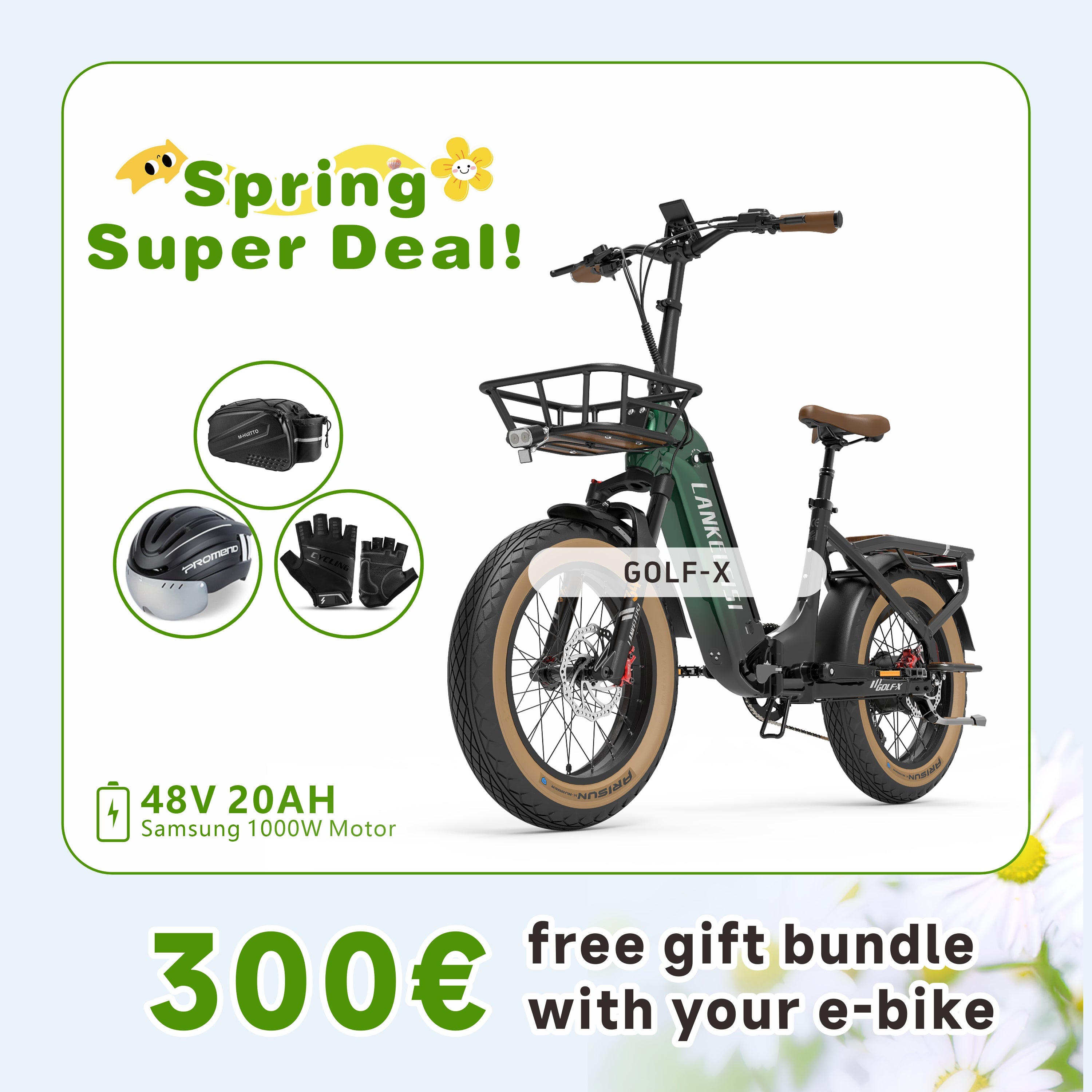 LANKELEISI GOLF-X 960Wh Step-Thru Foldable City Electric Bike (New)