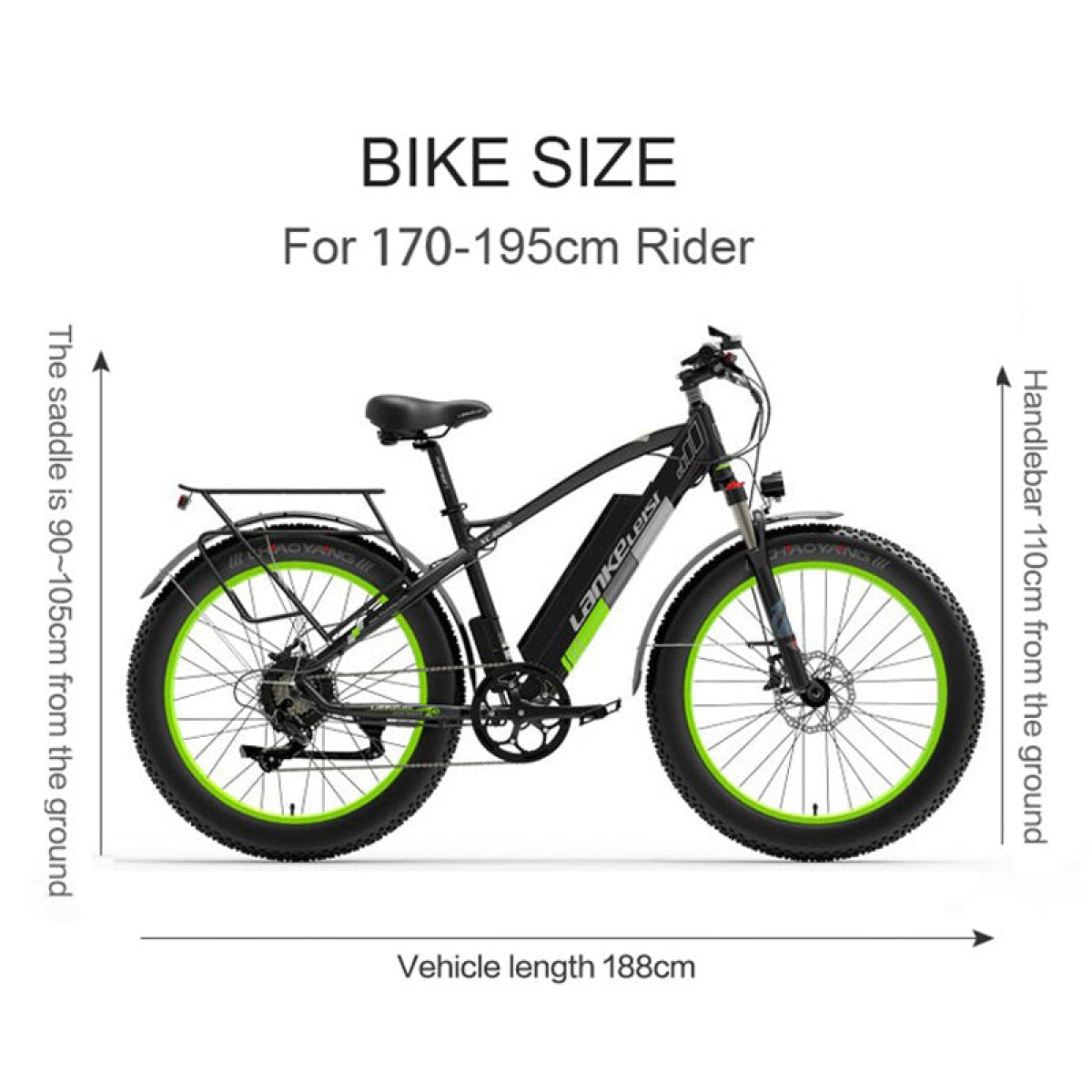 Lankeleisi XC4000 electric mountain bike with fat tires, black frame, and mountain bike design for off-road riding.