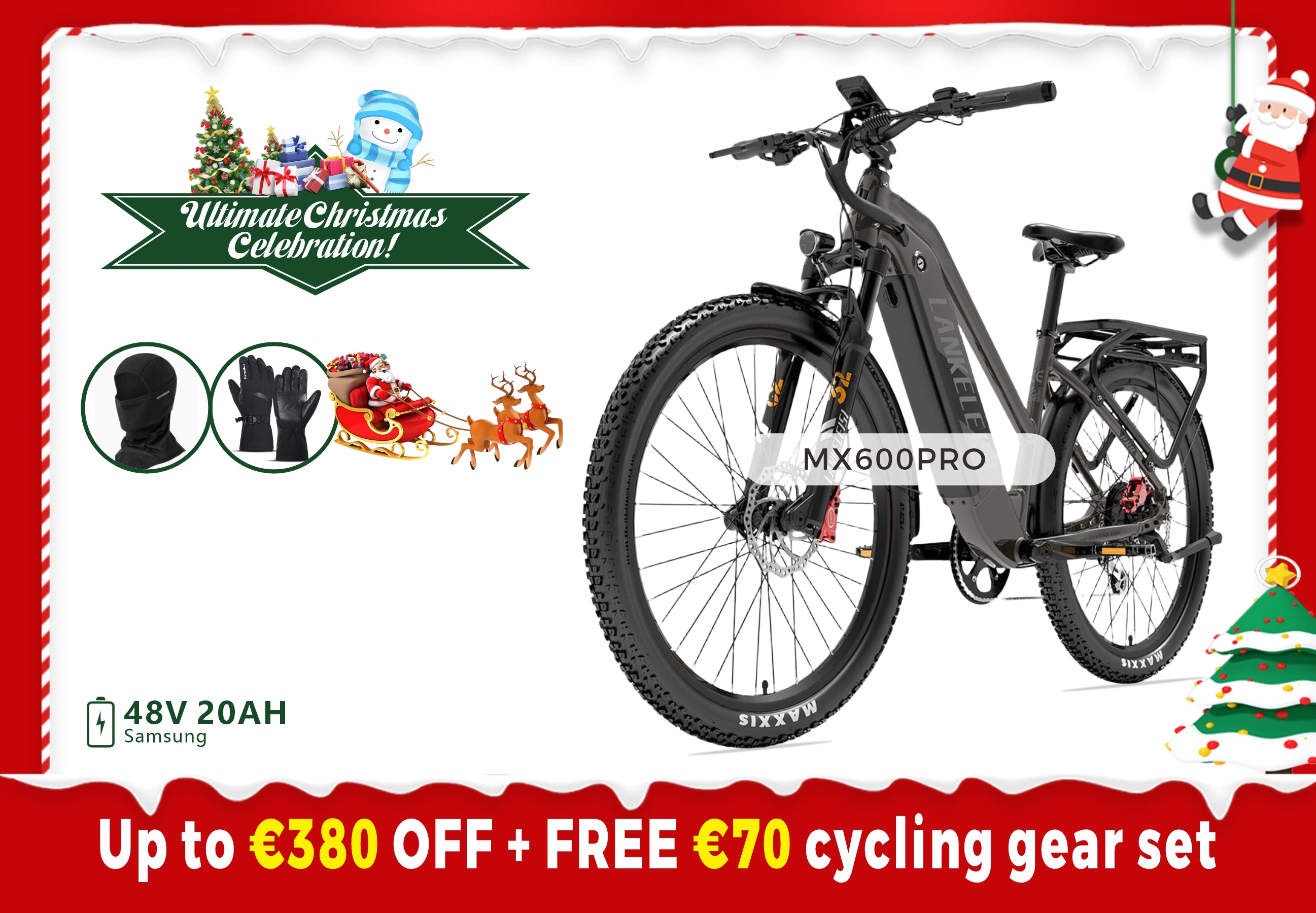 【Pre-vendita】LANKELEISI MX600PRO 500W 27.5" Bicicletta elettrica da trekking 20Ah City Bike elettrica