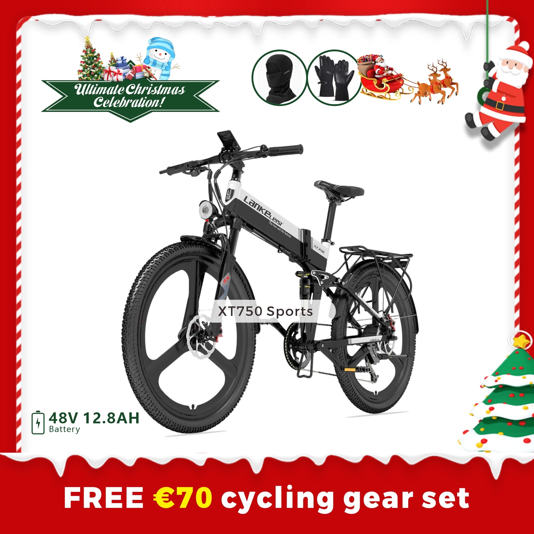 【Pre-vendita】LANKELEISI XT750 Bicicletta Pieghevole Elettrica Sportiva (Nuovo per Dic. 2023)