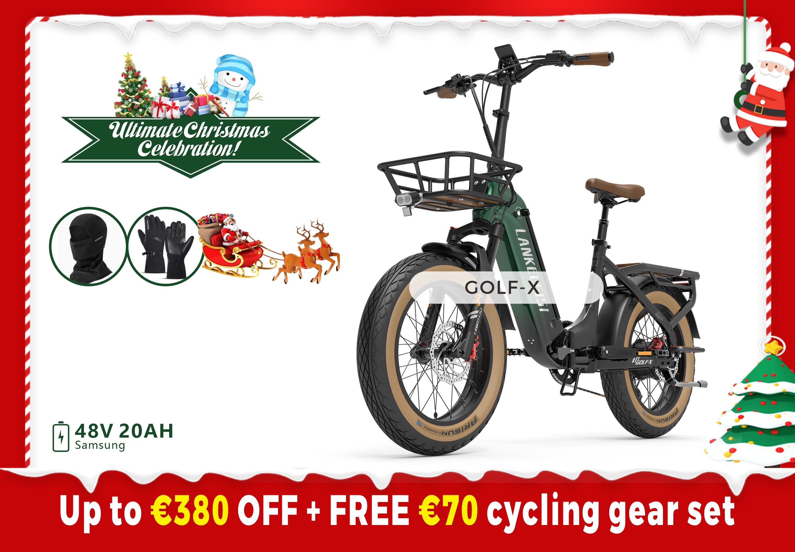 【Pre-vendita】Bici elettrica pieghevole da città LANKELEISI GOLF-X 960Wh Step-Thru