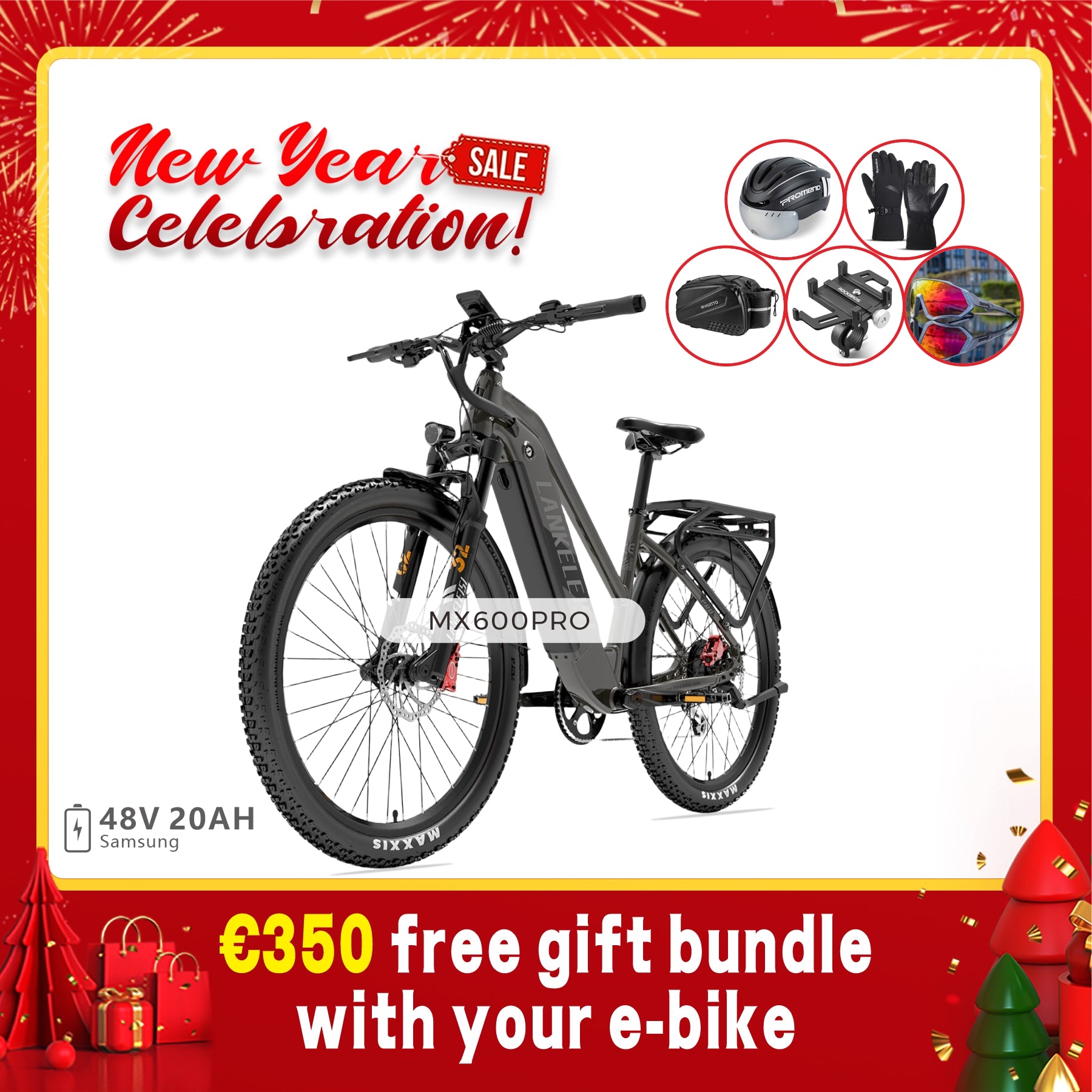 【Pre-sale】LANKELEISI MX600PRO 500W 27.5" Electric Trekking Bike 20Ah City Electric Bike