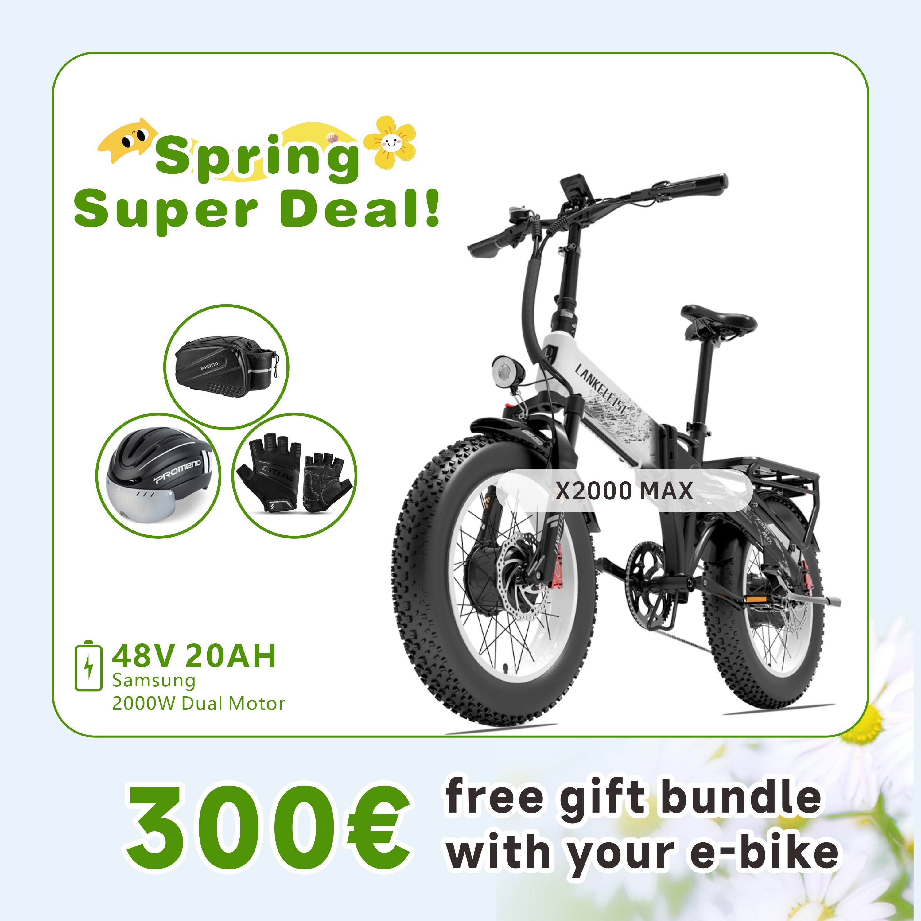 LANKELEISI X2000 MAX 2000W Zweimotoriges Elektrisches Fahrrad (Neuankömmlinge)