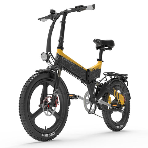 Bicicleta urbana eléctrica plegable Lankeleisi G650 amarilla
