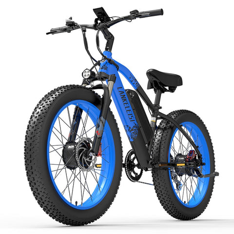 Bicicleta eléctrica todoterreno Lankeleisi Mg740Plus de doble motor (nueva en 2023) Azul