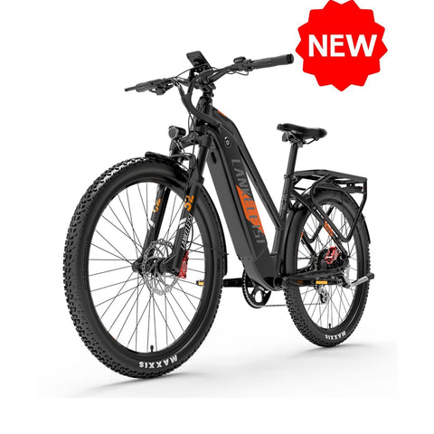 Lankeleisi Mx600Pro 500W 27.5 Vélo de Trekking Électrique 20Ah Ville Noir-Orange