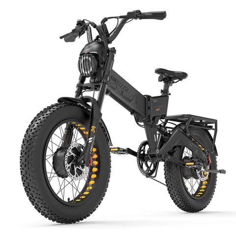LANKELEISI X3000 MAX 2000W dual-motor foldable electric mountain bike in grey, featuring a sleek frame and off-road tires.