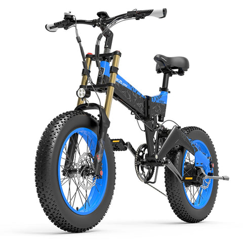Bicicleta eléctrica para nieve Lankeleisi X3000Plus-Up Fat Tire azul