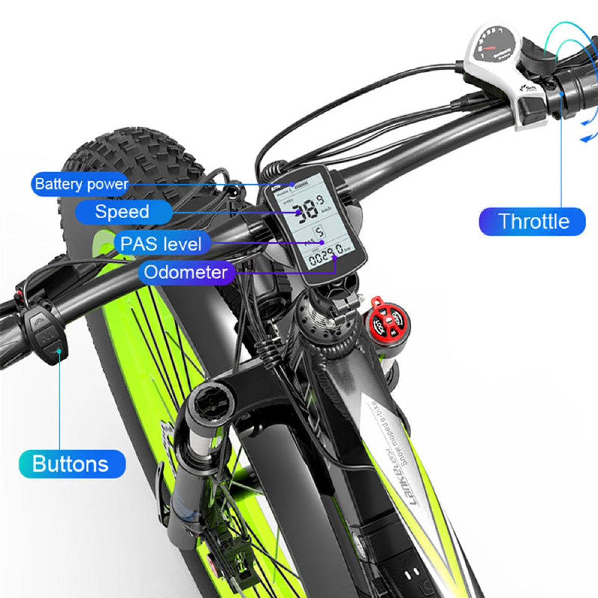 Lankeleisi XC4000 electric mountain fat tire bike with rugged frame and large tires for off-road riding.