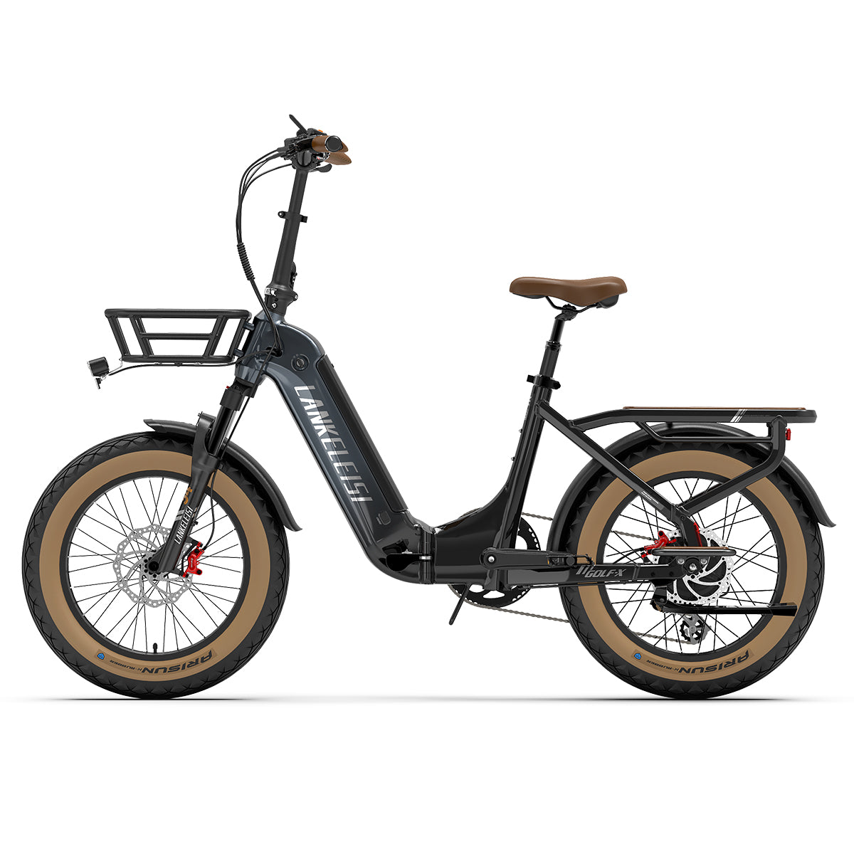 Bicicleta eléctrica urbana Lankeleisi GOLF-X, color gris